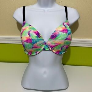 PINK Victoria’s Secret Bra 36DD Colorful Print Push-Up Underwire